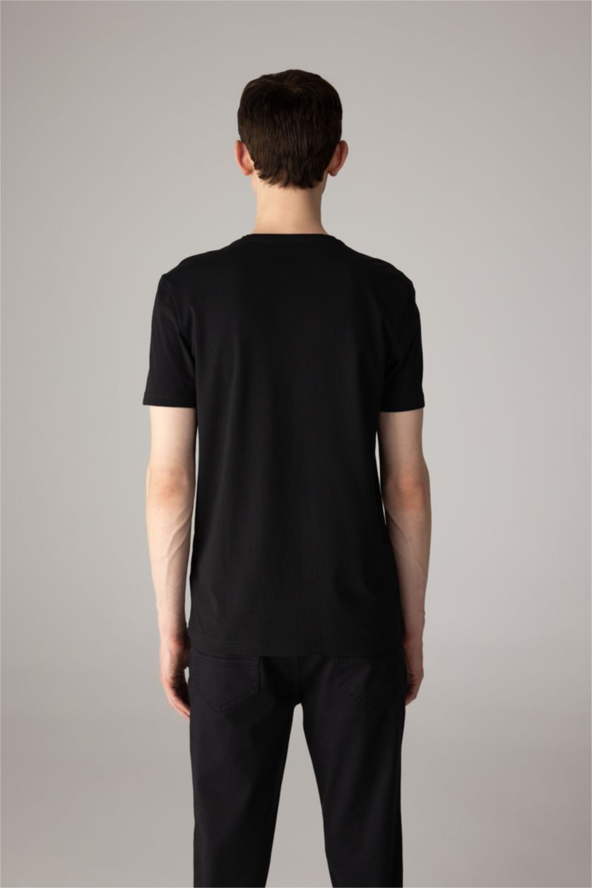 Erkek Siyah %100 Pamuk Slim Fit V Yaka Basic Siyah Tişört
