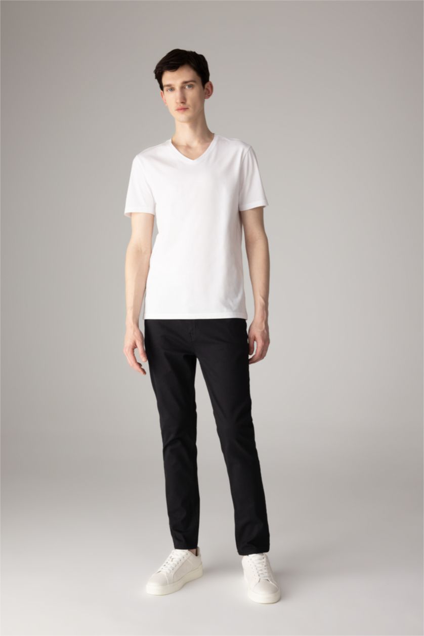 Men White Slim Fit V-Neck Basic Short Sleeve T-Shirt