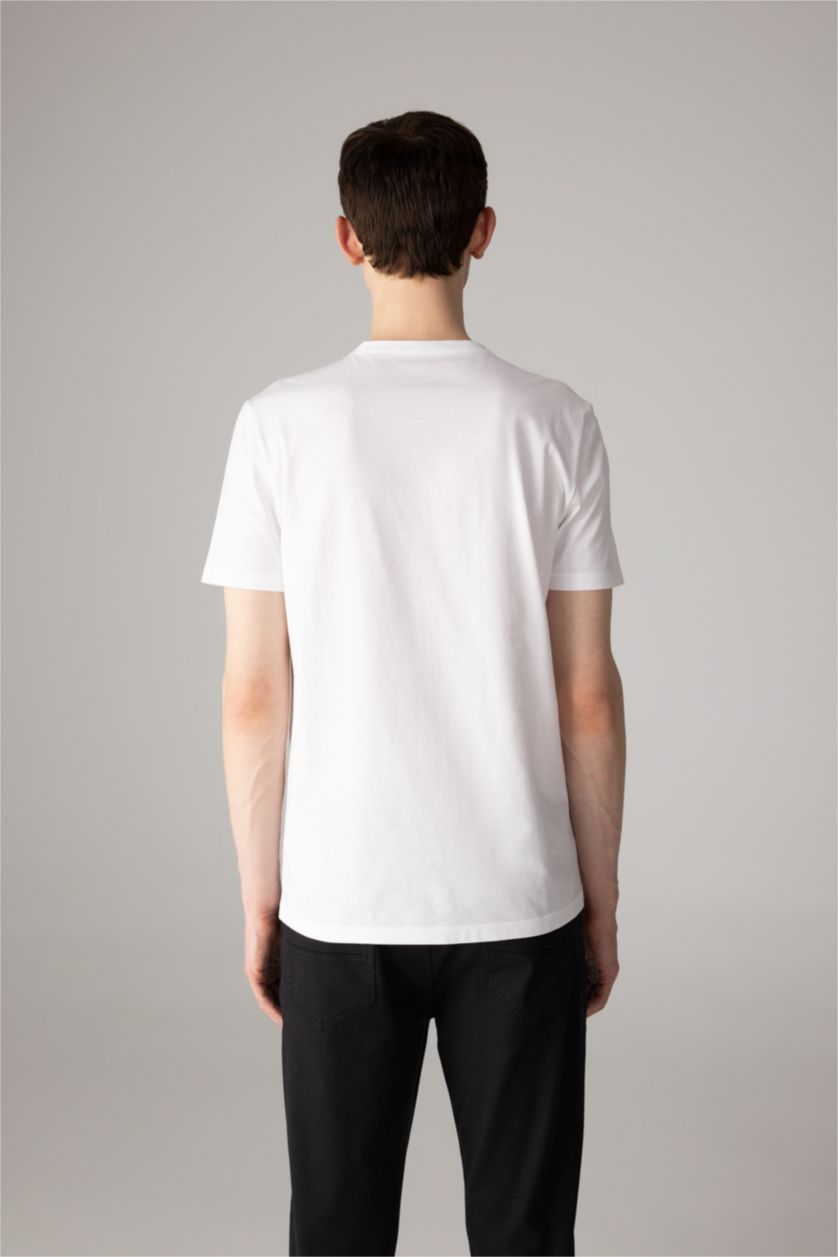 Men White Slim Fit V-Neck Basic Short Sleeve T-Shirt