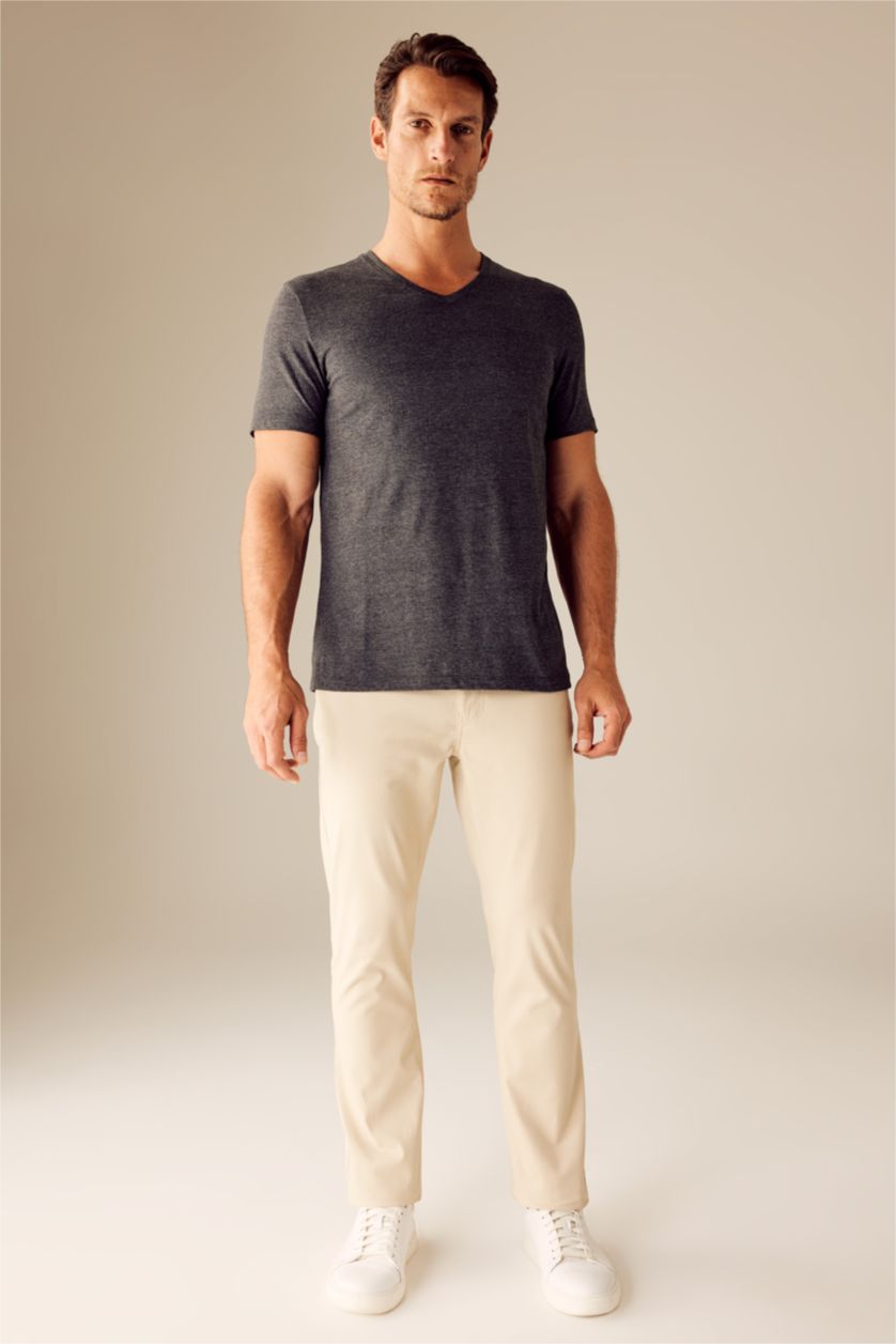 MAN Anthracite Melange Slim Fit Short Sleeve T-Shirt