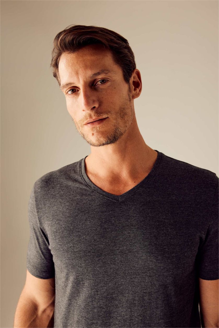MAN Anthracite Melange Slim Fit Short Sleeve T-Shirt