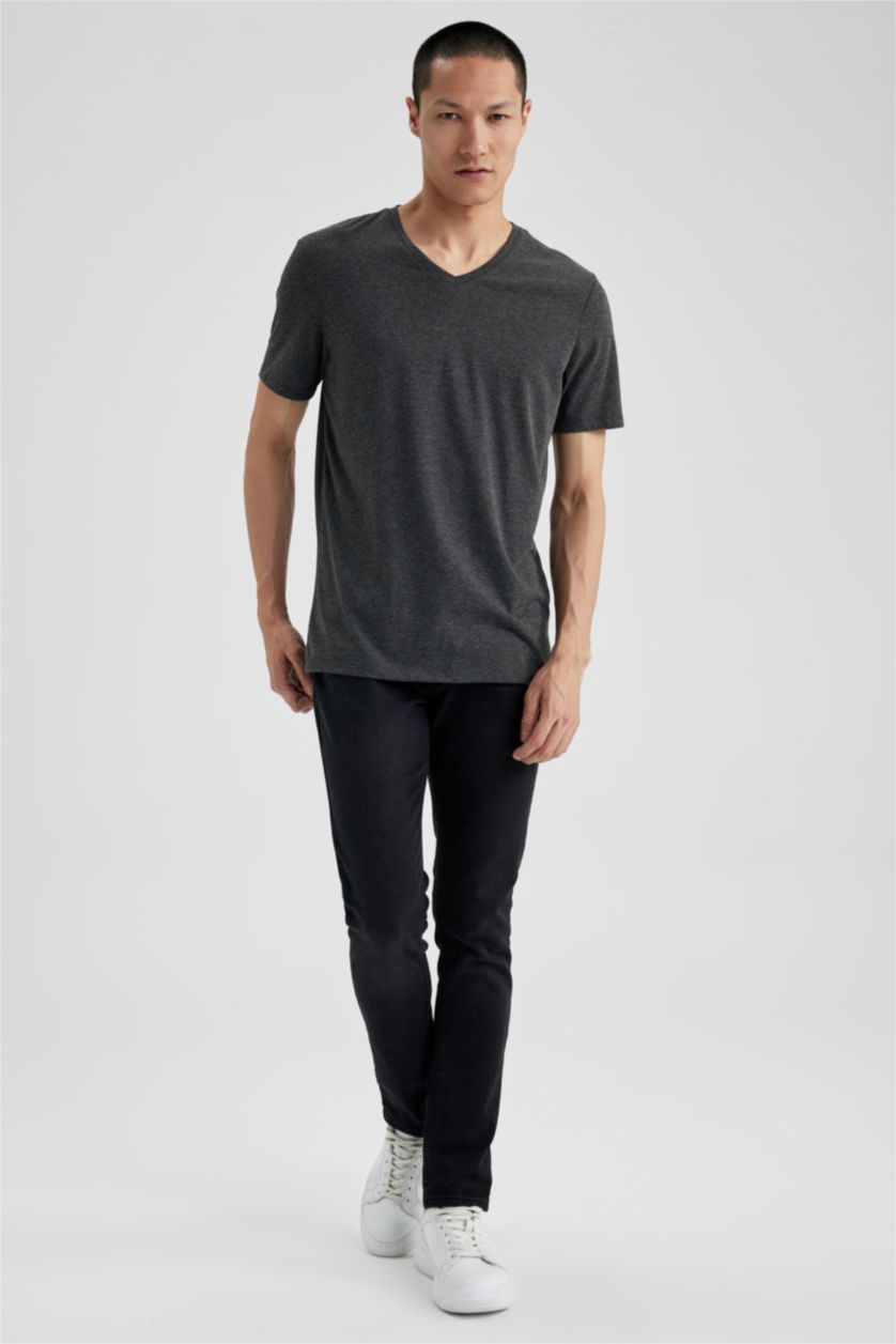 MAN Anthracite Melange Slim Fit Short Sleeve T-Shirt