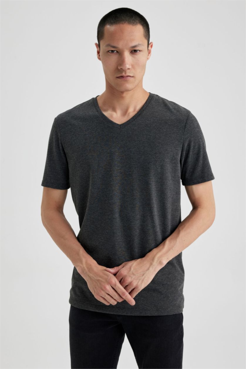 MAN Anthracite Melange Slim Fit Short Sleeve T-Shirt