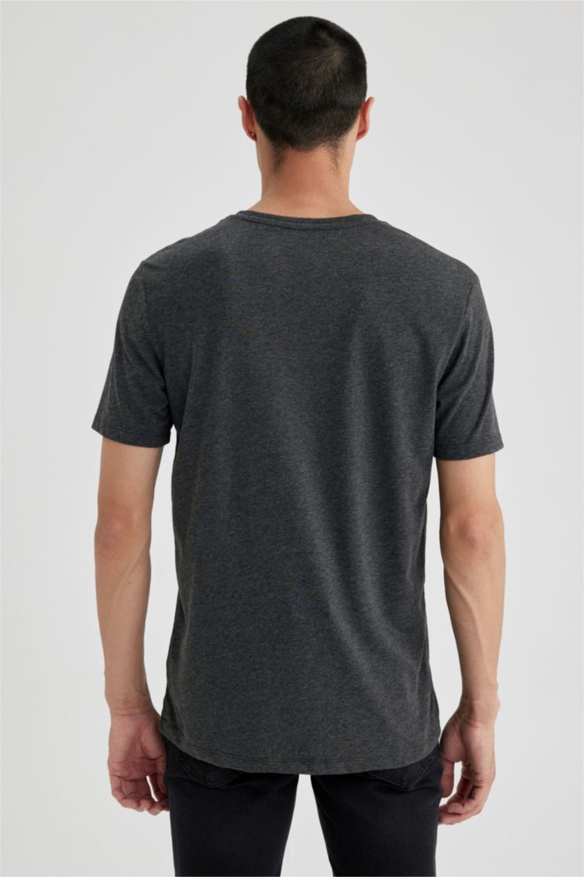 MAN Anthracite Melange Slim Fit Short Sleeve T-Shirt