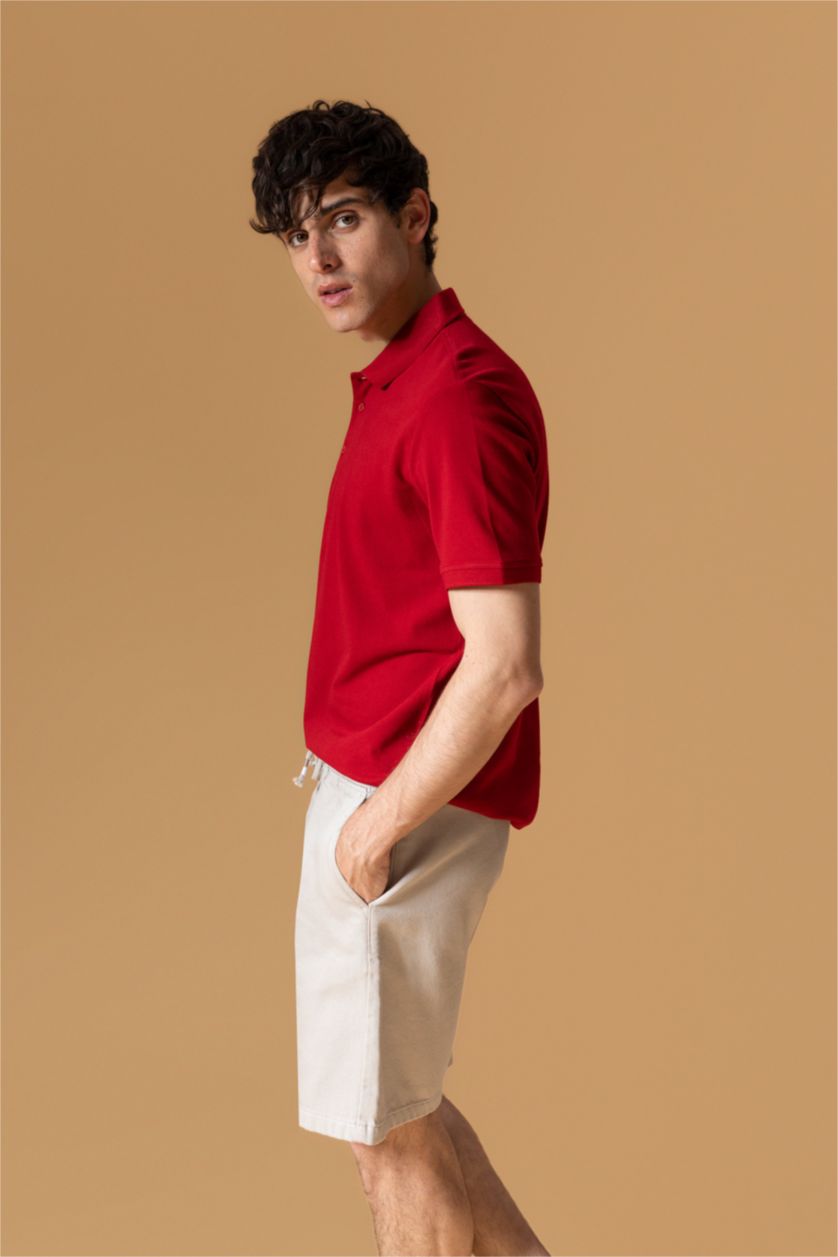 Мужчины Бордовый Футболка-поло стандартного кроя из 100% хлопка