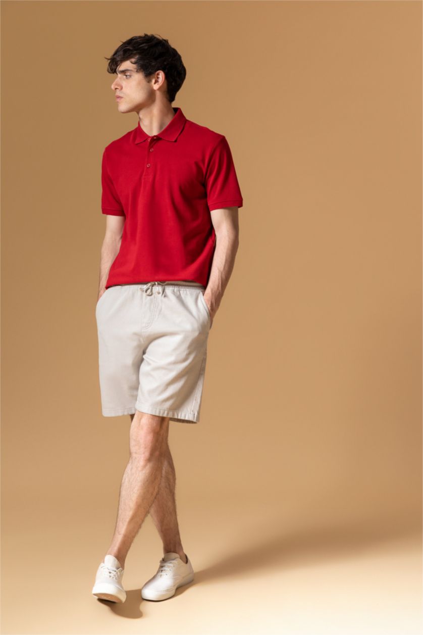 Мужчины Бордовый Футболка-поло стандартного кроя из 100% хлопка