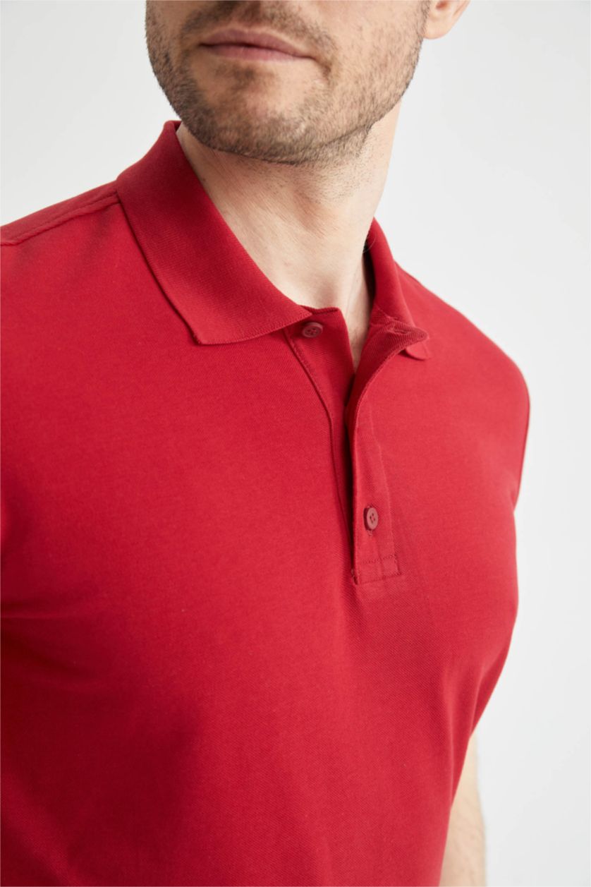 Мужчины Бордовый Футболка-поло стандартного кроя из 100% хлопка