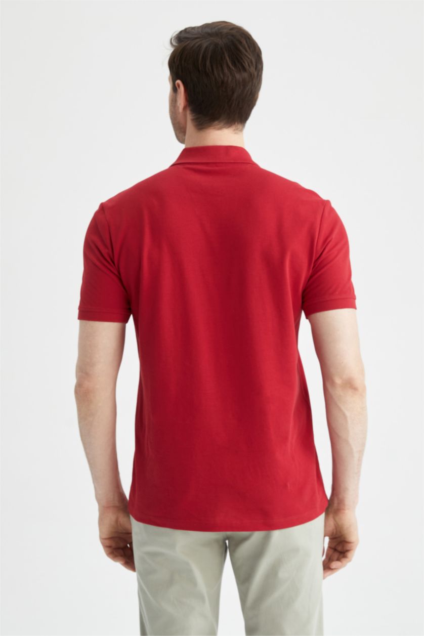 Мужчины Бордовый Футболка-поло стандартного кроя из 100% хлопка