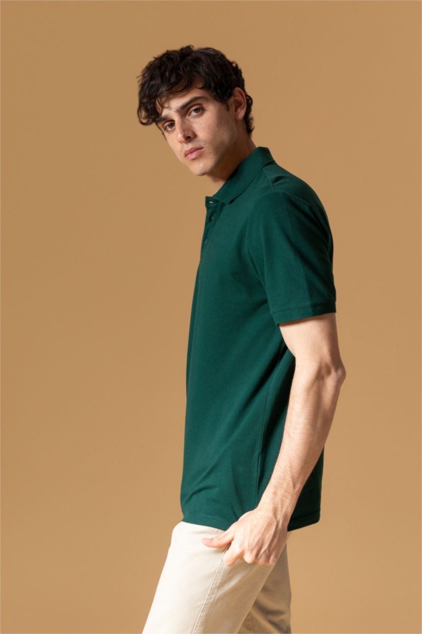 MAN Dark Green Regular Fit Short Sleeve Polo T-Shirt