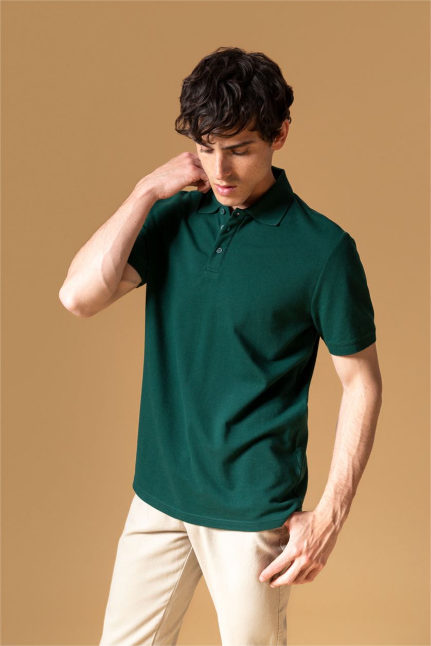 MAN Dark Green Regular Fit Short Sleeve Polo T-Shirt