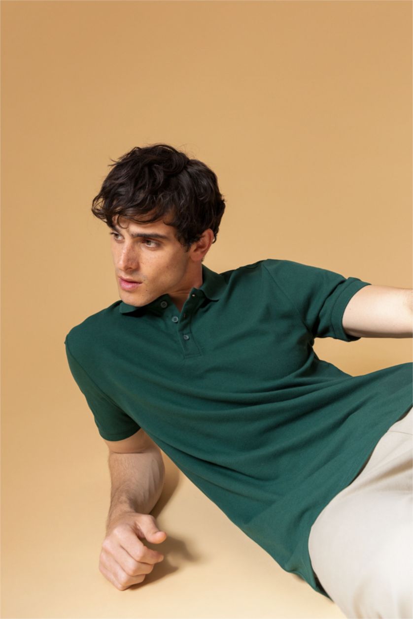 MAN Dark Green Regular Fit Short Sleeve Polo T-Shirt