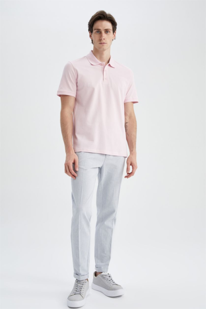 Мужчины Розовый Футболка-поло стандартного кроя из 100% хлопка