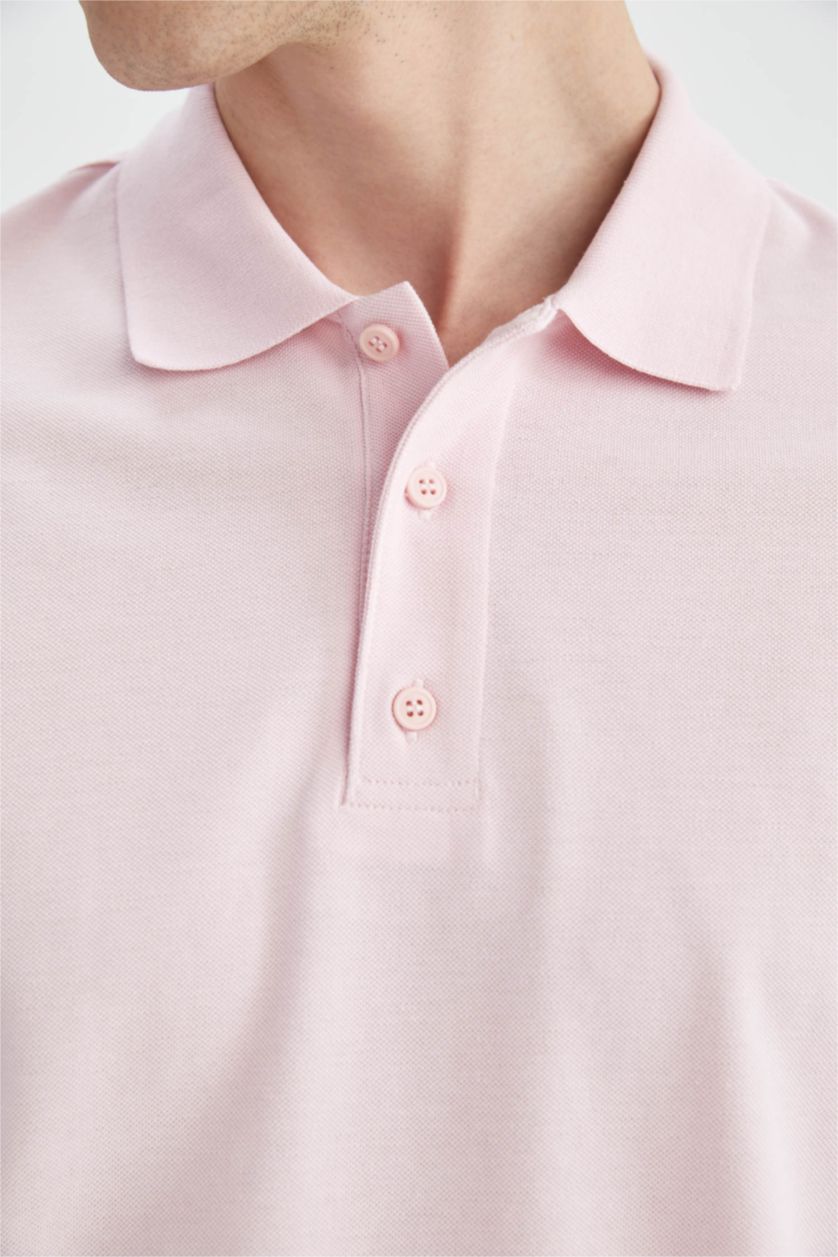 Мужчины Розовый Футболка-поло стандартного кроя из 100% хлопка