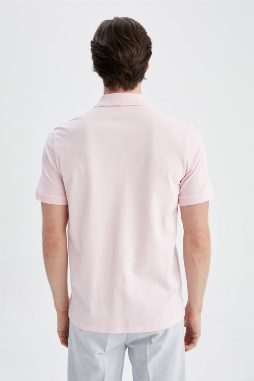 Мужчины Розовый Футболка-поло стандартного кроя из 100% хлопка