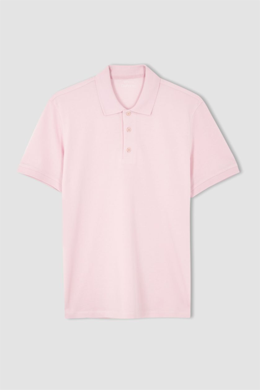 Мужчины Розовый Футболка-поло стандартного кроя из 100% хлопка