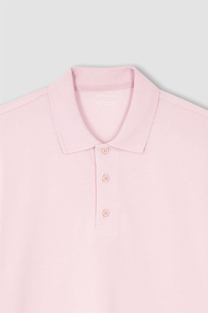 Мужчины Розовый Футболка-поло стандартного кроя из 100% хлопка