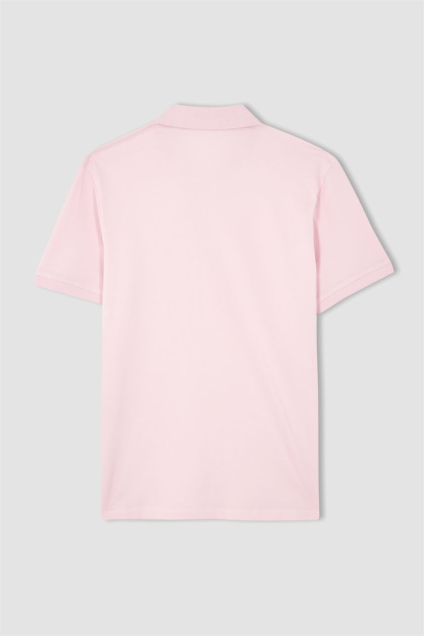 Мужчины Розовый Футболка-поло стандартного кроя из 100% хлопка