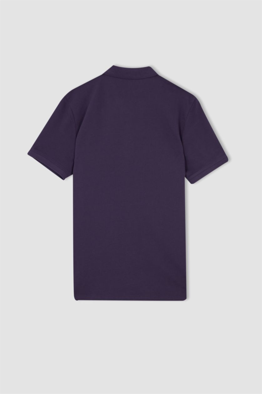 رجال بنفسجي غامق تيشيرت بولو قصة عادية