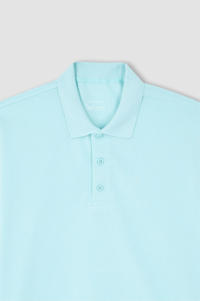 Мужчины Аква Футболка-поло стандартного кроя из 100% хлопка