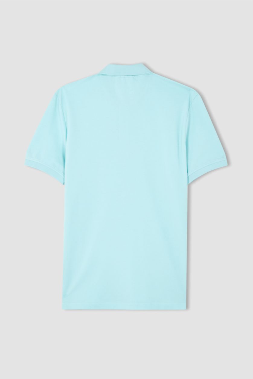 Мужчины Аква Футболка-поло стандартного кроя из 100% хлопка