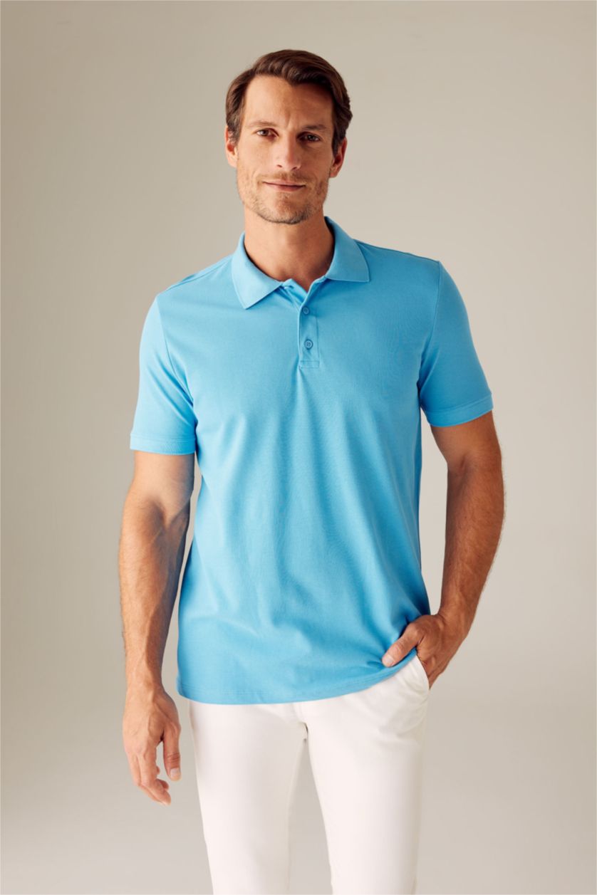 رجال أزرق Regular Fit Short Sleeve Polo T-Shirt