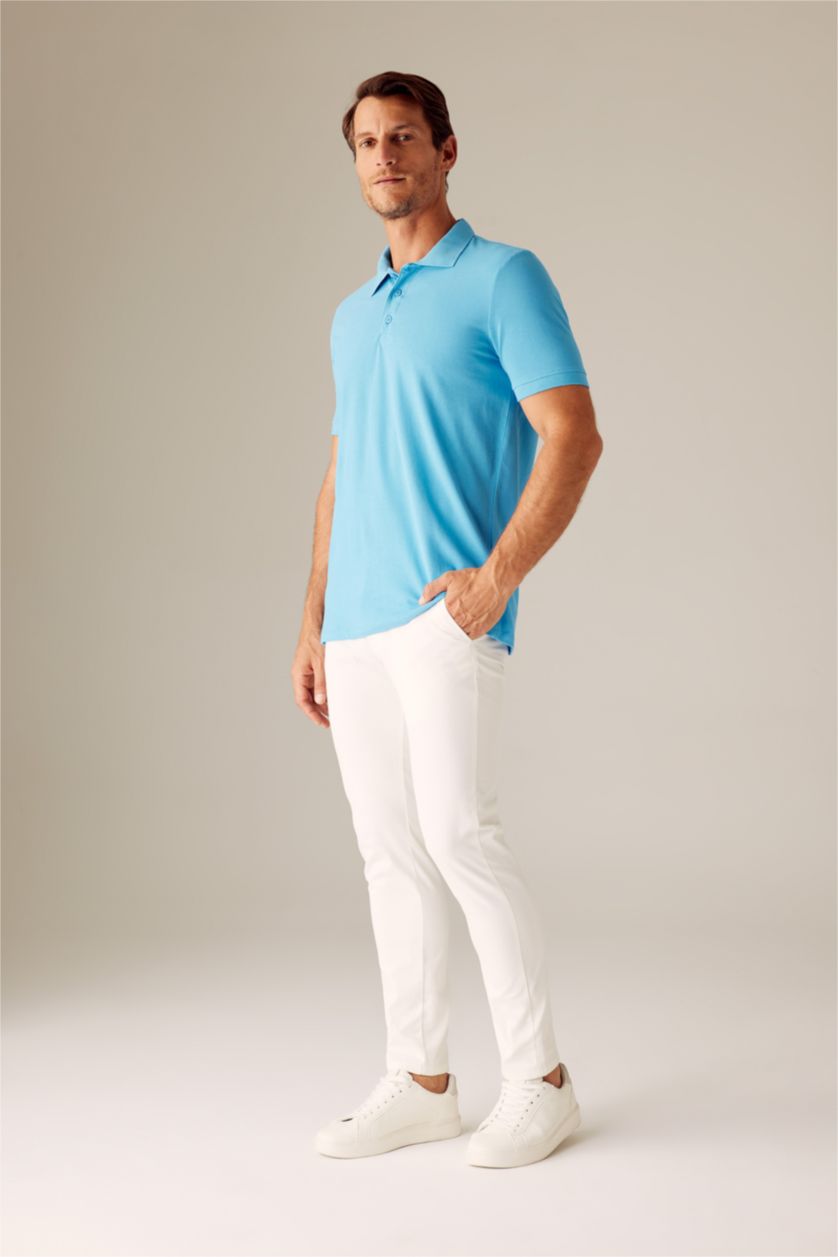 رجال أزرق Regular Fit Short Sleeve Polo T-Shirt