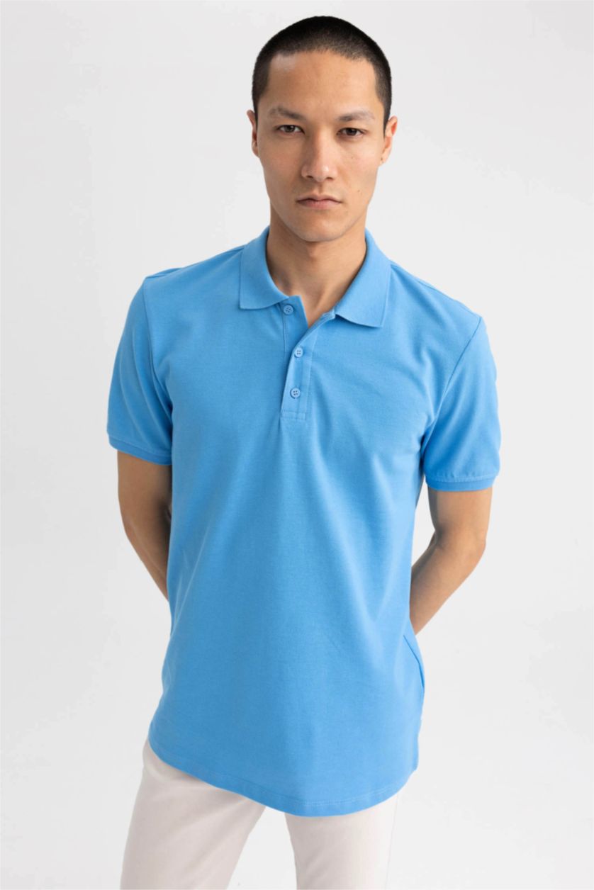 رجال أزرق Regular Fit Short Sleeve Polo T-Shirt