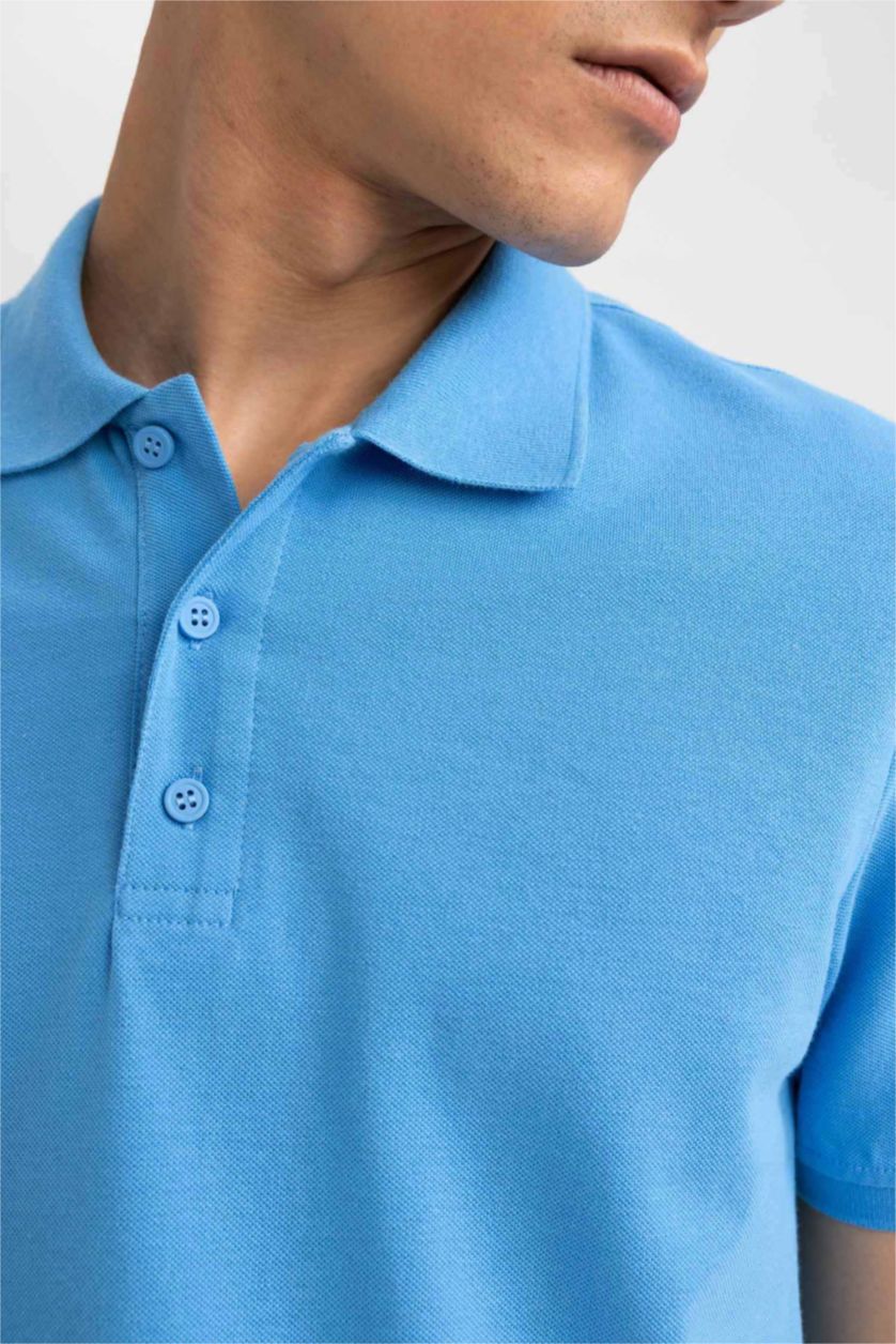 رجال أزرق Regular Fit Short Sleeve Polo T-Shirt