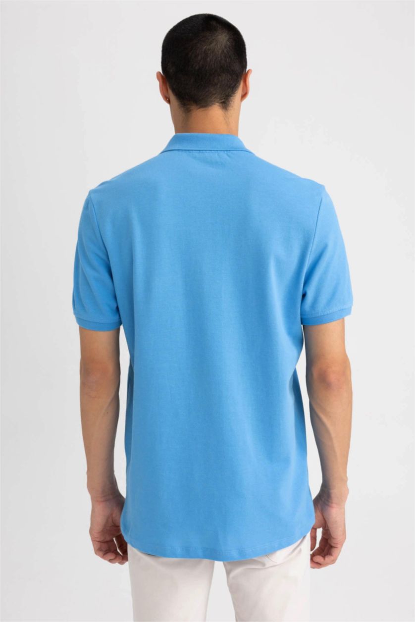 رجال أزرق Regular Fit Short Sleeve Polo T-Shirt