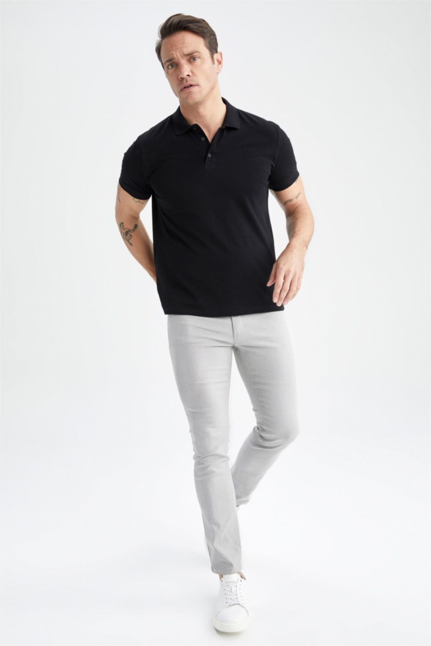 HOMME Noir T-shirt Polo à manches courtes 100% coton, Coupe régulière
