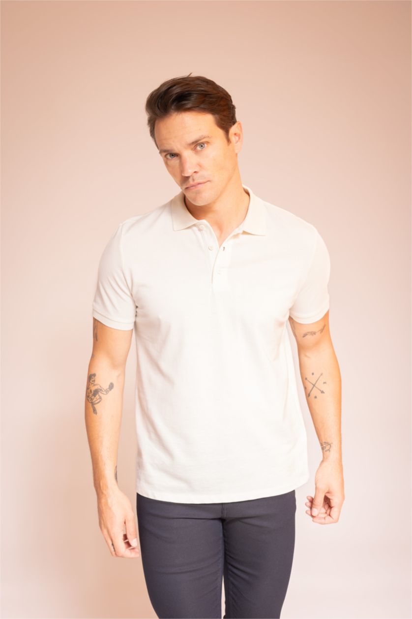 رجال بيج فاتح تي شيرت بولو قطن قصة عادية