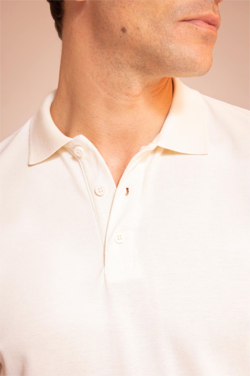 رجال بيج فاتح تي شيرت بولو قطن قصة عادية