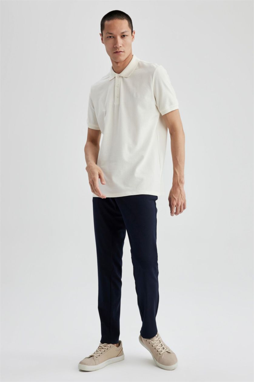 رجال بيج فاتح تي شيرت بولو قطن قصة عادية