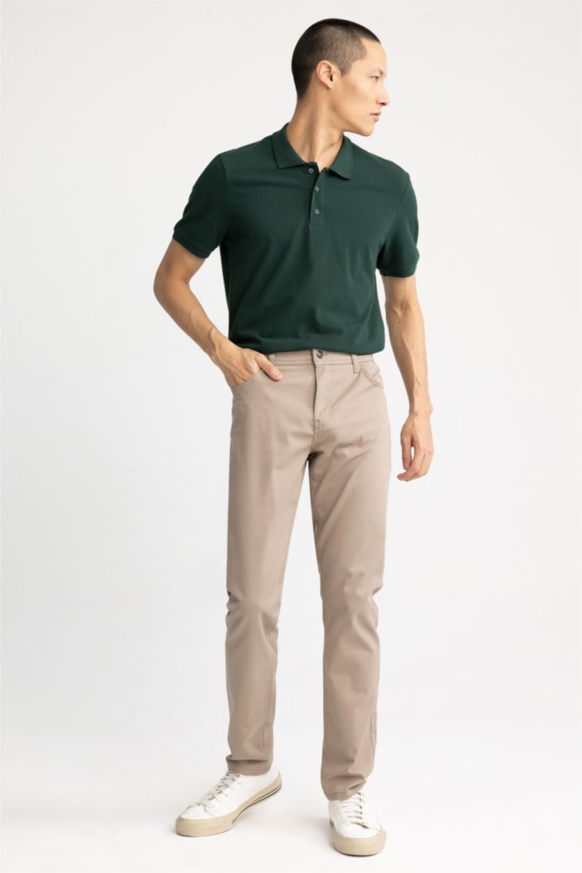 رجالي أخضر غامق تي شيرت بولو بقصة عادية