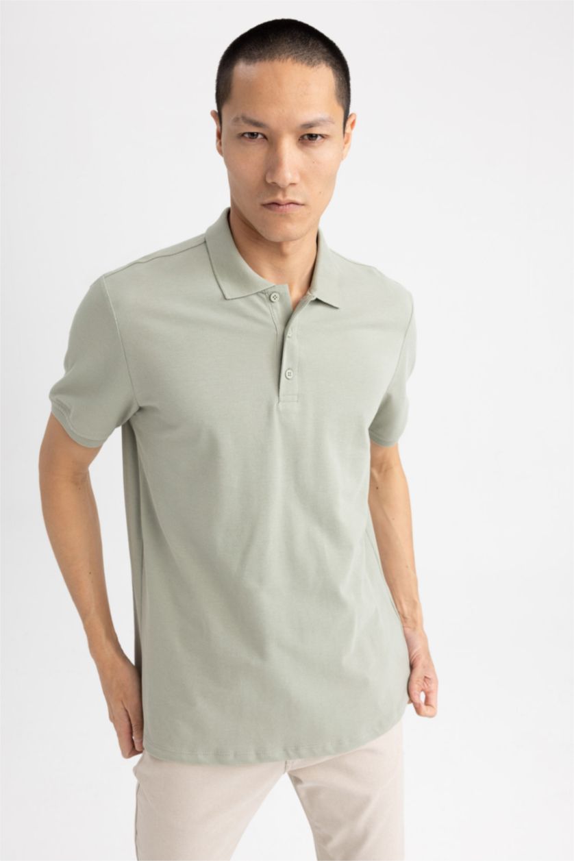 HOMME Vert Polo Coupe Régulière Col Polo