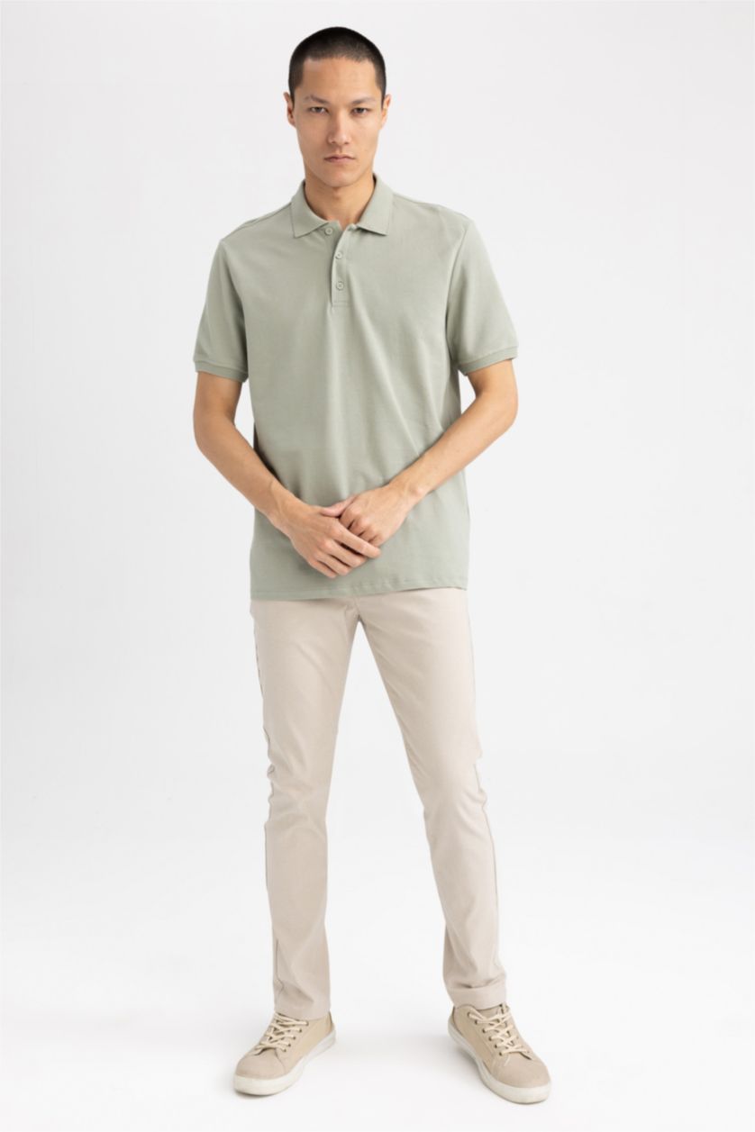 HOMME Vert Polo Coupe Régulière Col Polo