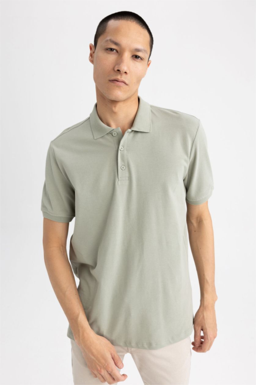 HOMME Vert Polo Coupe Régulière Col Polo