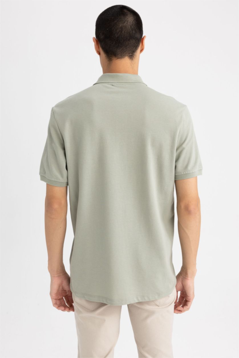 HOMME Vert Polo Coupe Régulière Col Polo