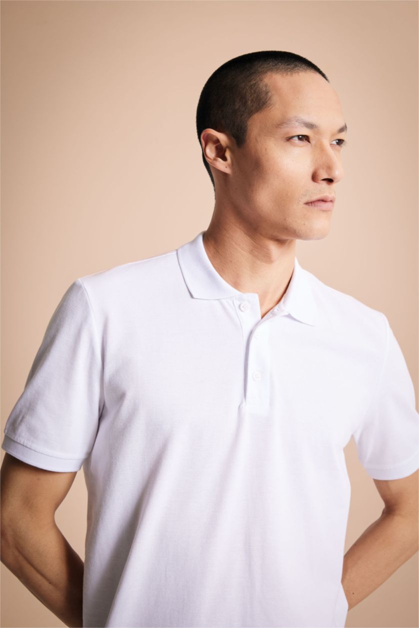 Мужчины Белый Футболка поло стандартного кроя