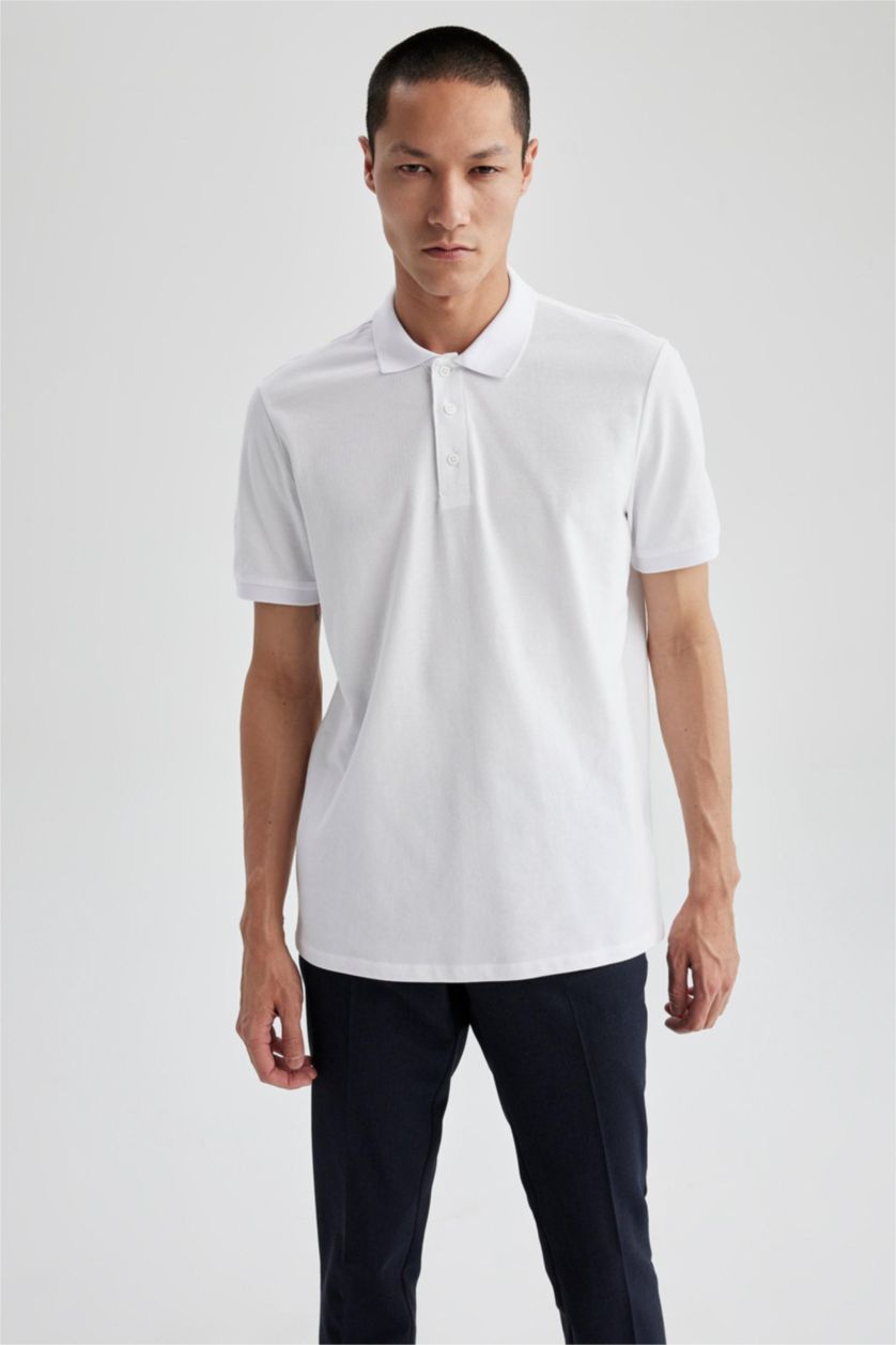 Мужчины Белый Футболка поло стандартного кроя