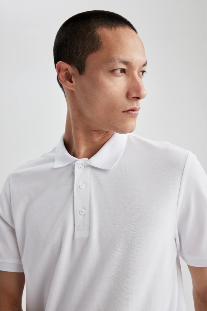 Мужчины Белый Футболка поло стандартного кроя