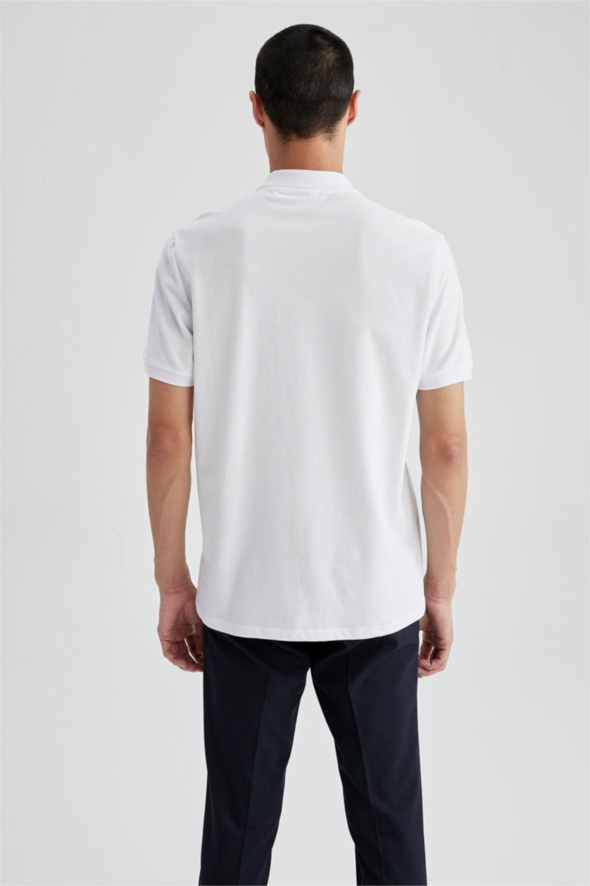 Мужчины Белый Футболка поло стандартного кроя