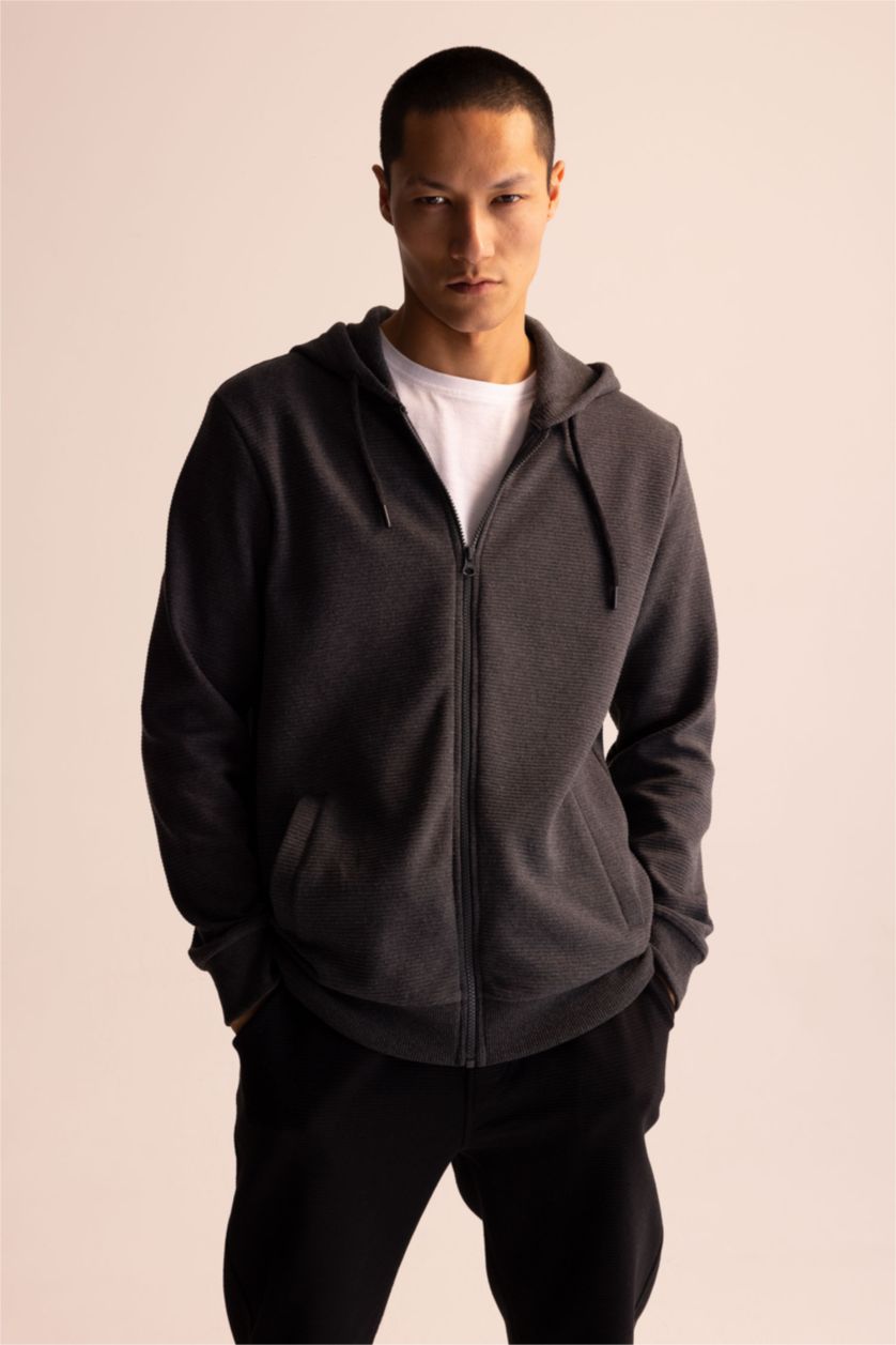 Men Anthracite Melange Regular Fit Cardigan