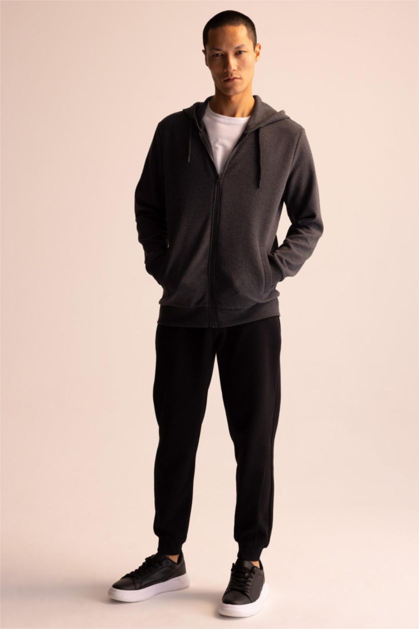 Men Anthracite Melange Regular Fit Cardigan