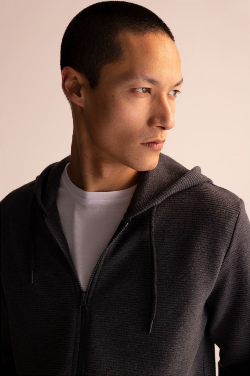 Men Anthracite Melange Regular Fit Cardigan