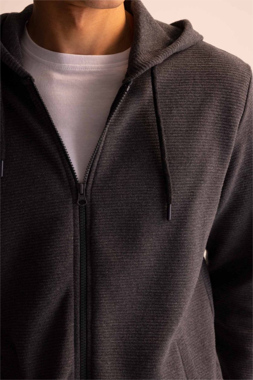 Men Anthracite Melange Regular Fit Cardigan