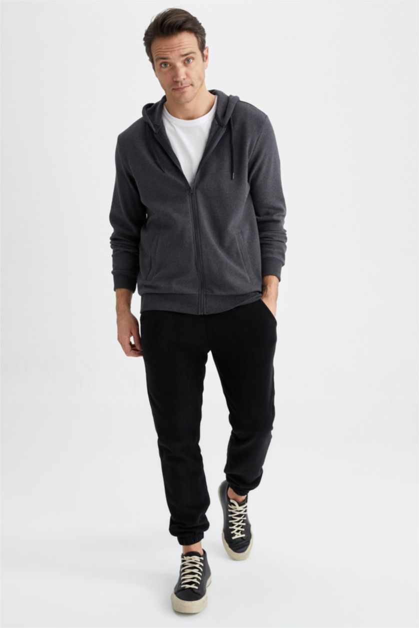 Men Anthracite Melange Regular Fit Cardigan