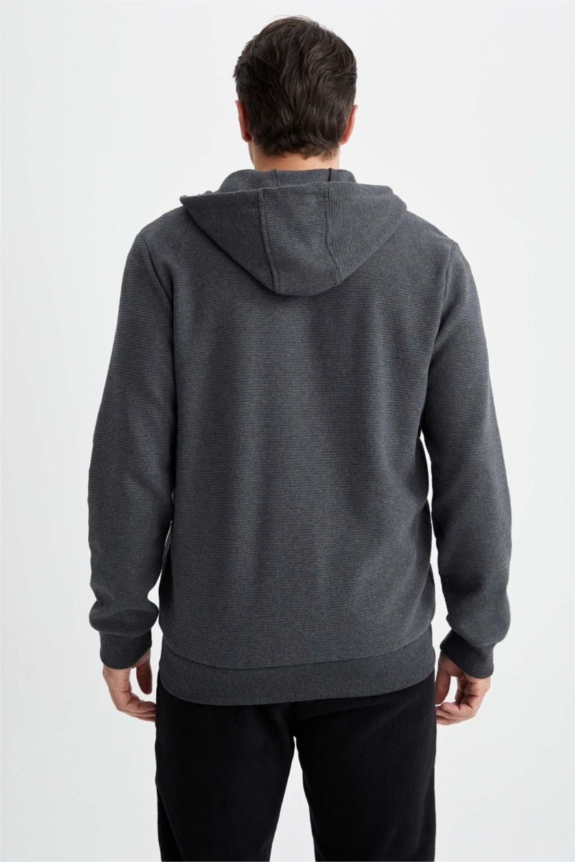 Men Anthracite Melange Regular Fit Cardigan