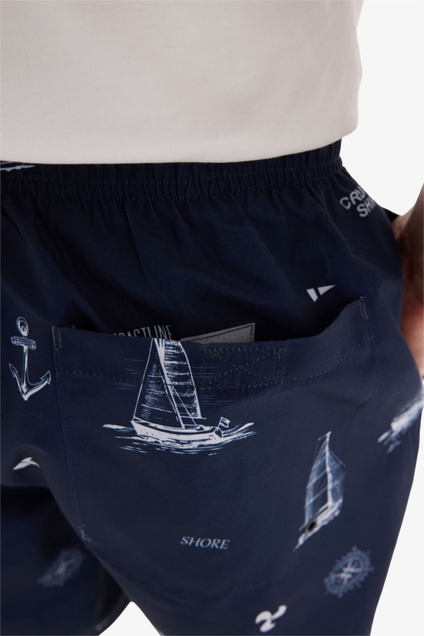 رجال كحلي شورت سباحة قصير قصة عادية ببطانة شبكية