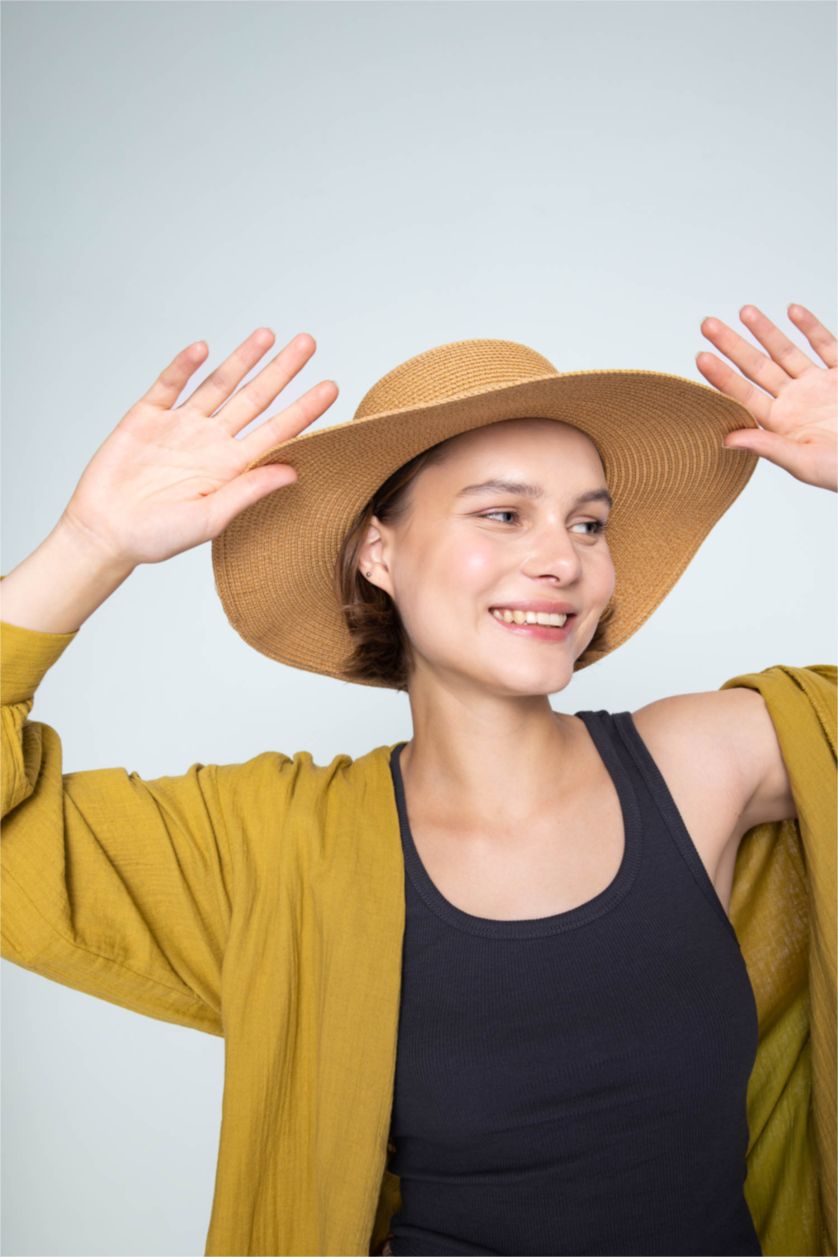 FEMME Marron Clair Chapeau De Paille Femme